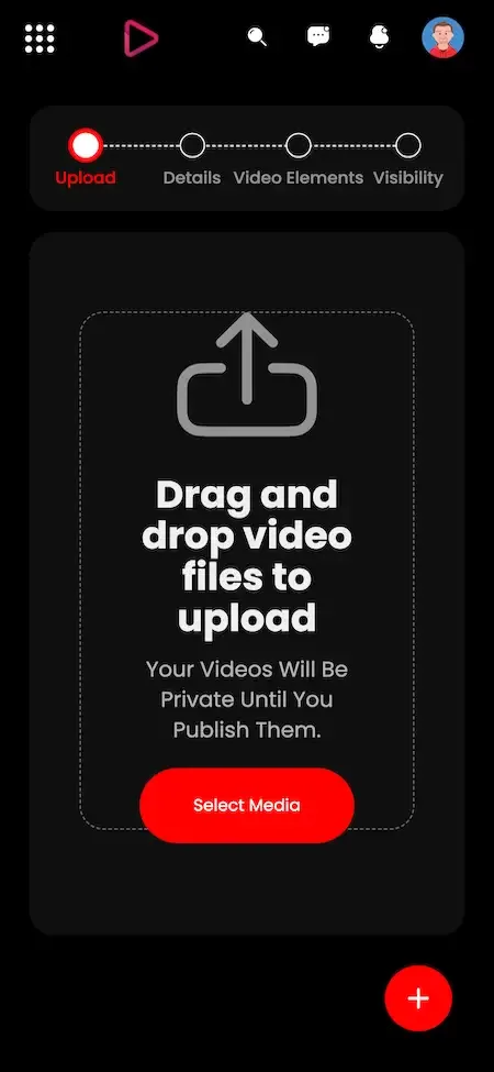 Phone upload wizard with four steps and a drag and drop upload area