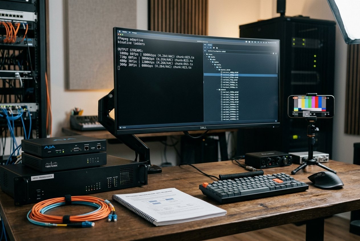 Video Transcoding and Adaptive Bitrate: FFmpeg Multi-Resolution Encoding Ladder Studio Photography